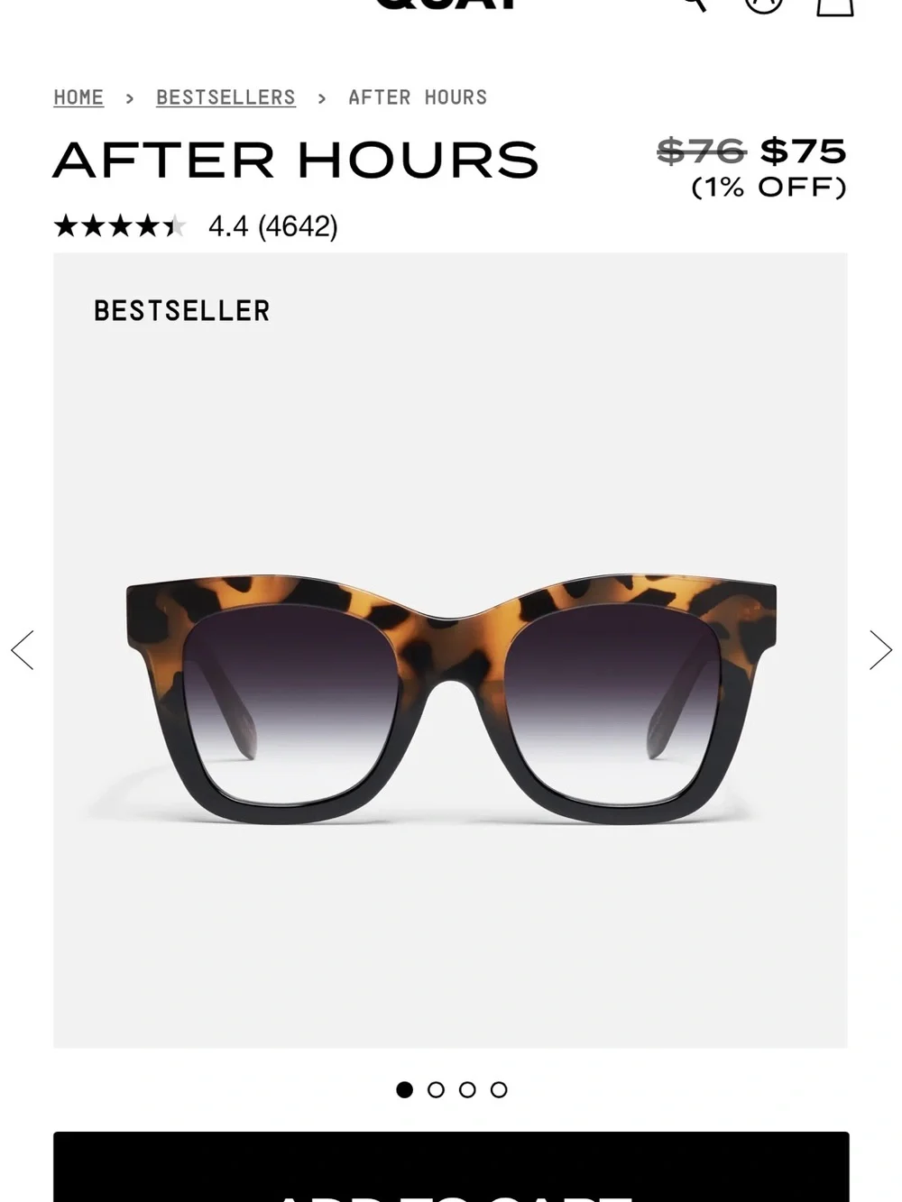 Quay Australia After Hours Tortoiseshell Oversized Cat-Eye Sunglasses